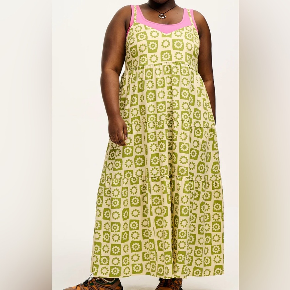 Floral Green and Pink Maxi Dress